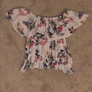 off the shoulder floral t-shirt